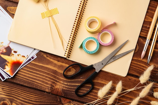 Contact desk with craft supplies